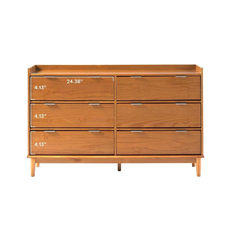 Karamel Masif Çam Ağacı 6 Çekmeceli Minimalist Şifonyer - 136x86 cm - 311721