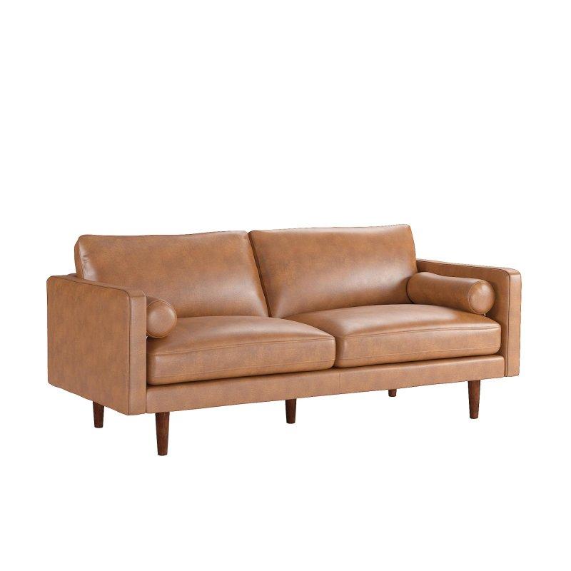 Karamel Suni Deri Ceviz Rengi Ayaklı İki Yastıklı Bohem Koltuk - 198 cm - 280720