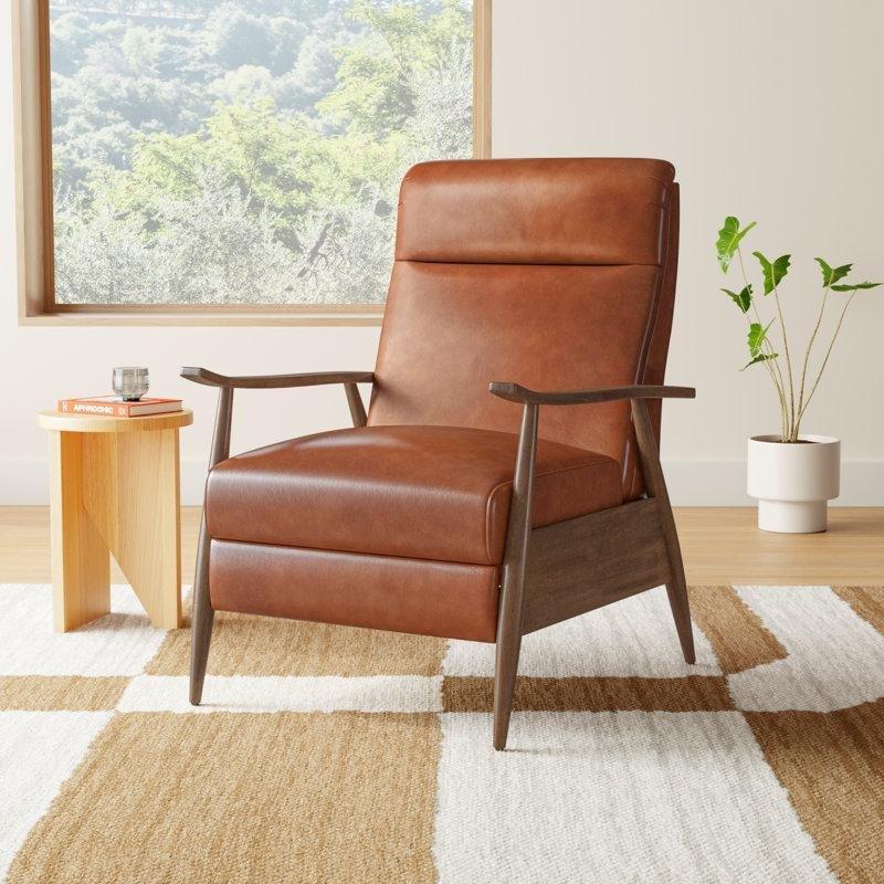 Karamel Suni Deri Manuel Mekanizmalı Baba Koltuğu - 77x87x108 cm - 324495
