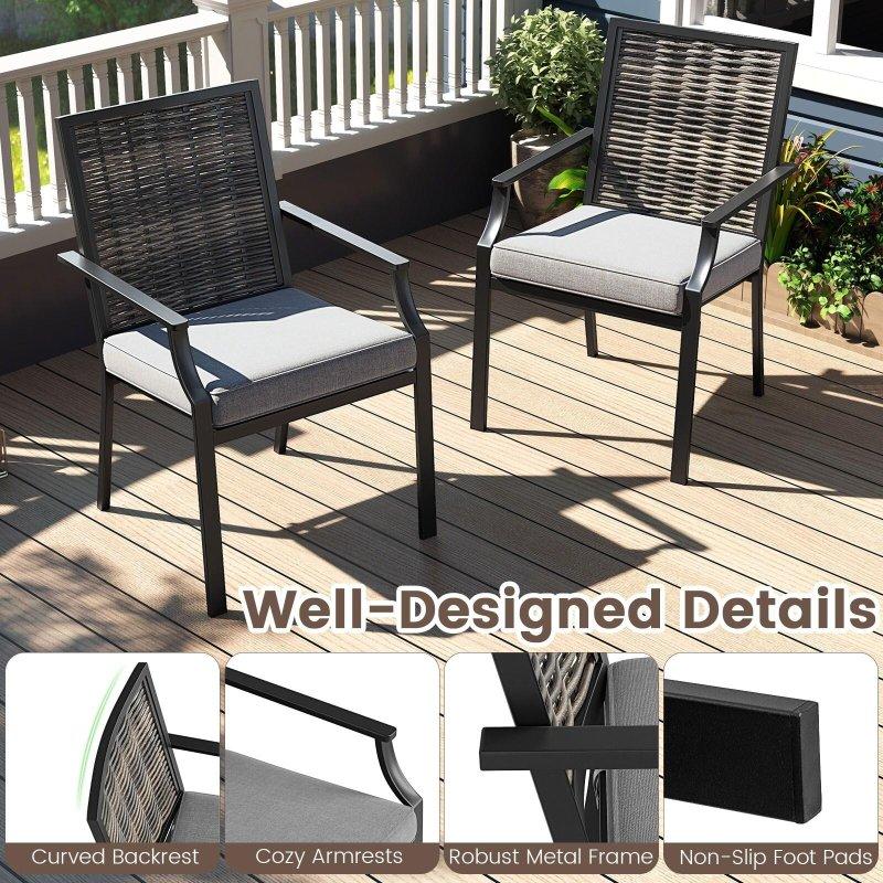 Karışık Gri Metal Çerçeveli İstiflenebilir Minderli Rattan Sandalye - 251991