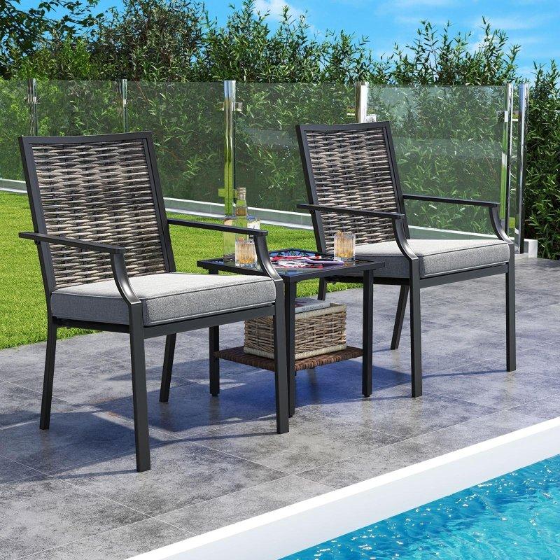 Karışık Gri Metal Çerçeveli İstiflenebilir Minderli Rattan Sandalye - 251991 Karışık Gri Metal Çerçeveli İstiflenebilir Minderli Rattan Sandalye - 251991