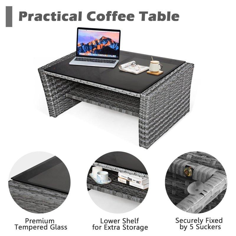 Karışık Gri Rattan Minderli 4 Kişilik Bahçe Takımı - 270477