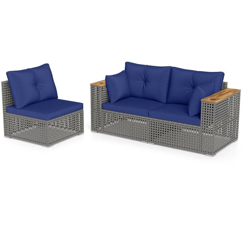 Karışık Gri Rattan Modüler 3 Parça Bahçe Takımı - 220 cm - 273548