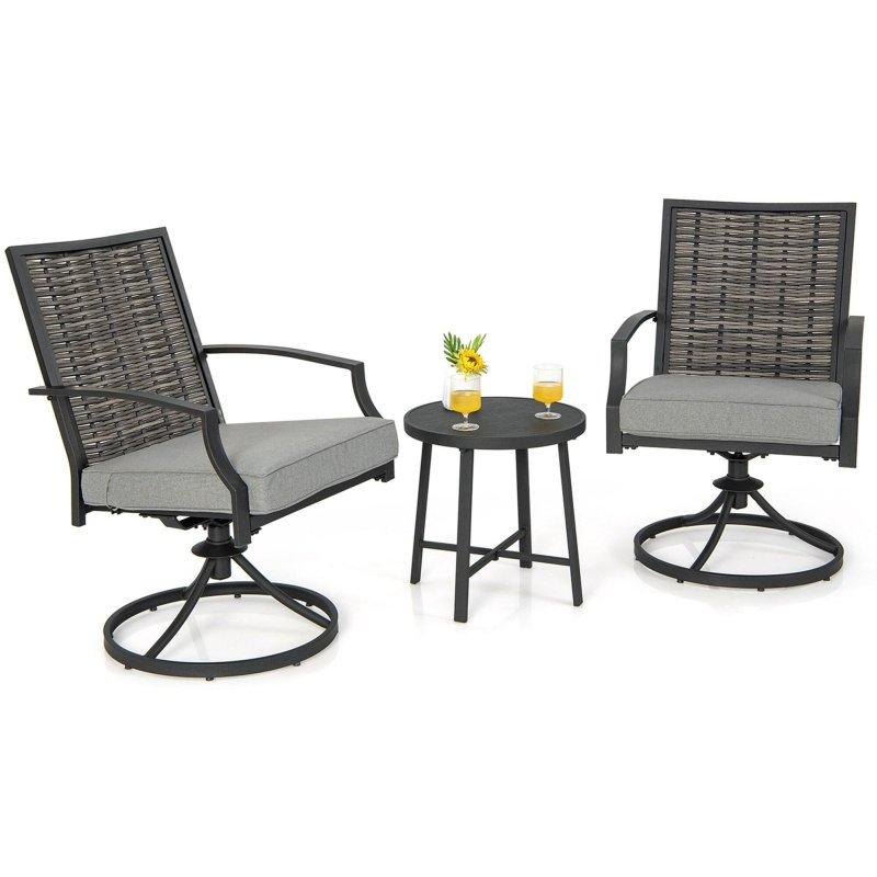 Karışık Kahverengi Metal ve Rattan Döner Minderli Bahçe Takımı - 272763