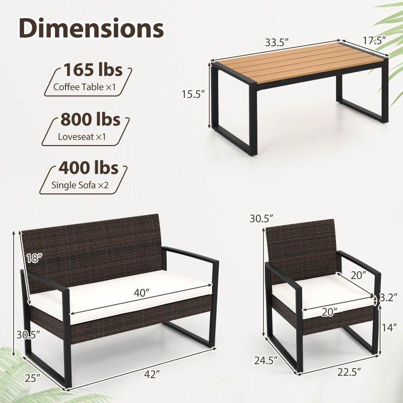 Karışık Kahverengi PE Rattan Metal 8 Parça 8 Kişilik Bahçe Takımı - 268985