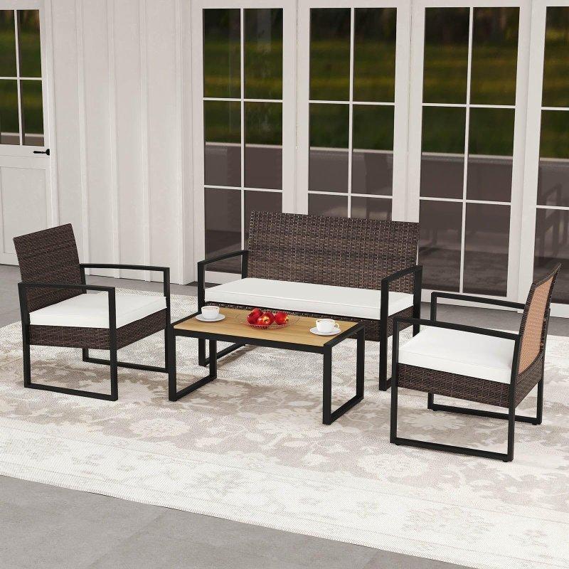 Karışık Kahverengi PE Rattan Metal 8 Parça 8 Kişilik Bahçe Takımı - 268985