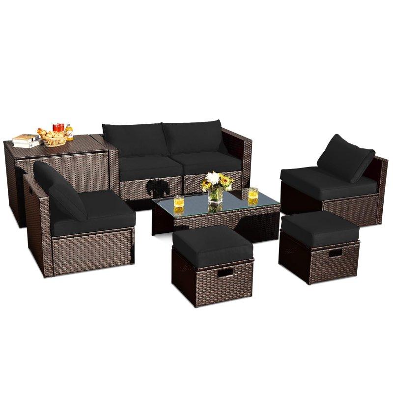 Karışık Kahverengi Rattan 8 Parça Depolama Kutulu Bahçe Takımı - 273766 Karışık Kahverengi Rattan 8 Parça Depolama Kutulu Bahçe Takımı - 273766