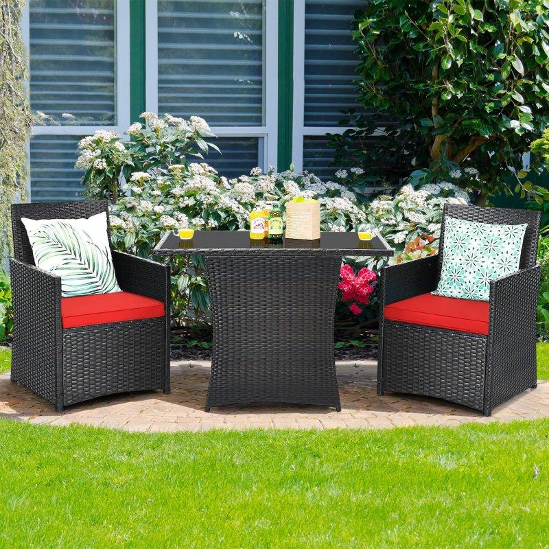 Karışık Kahverengi Rattan Minderli Cam Tablalı Bahçe Takımı - 130x64 cm - 270867