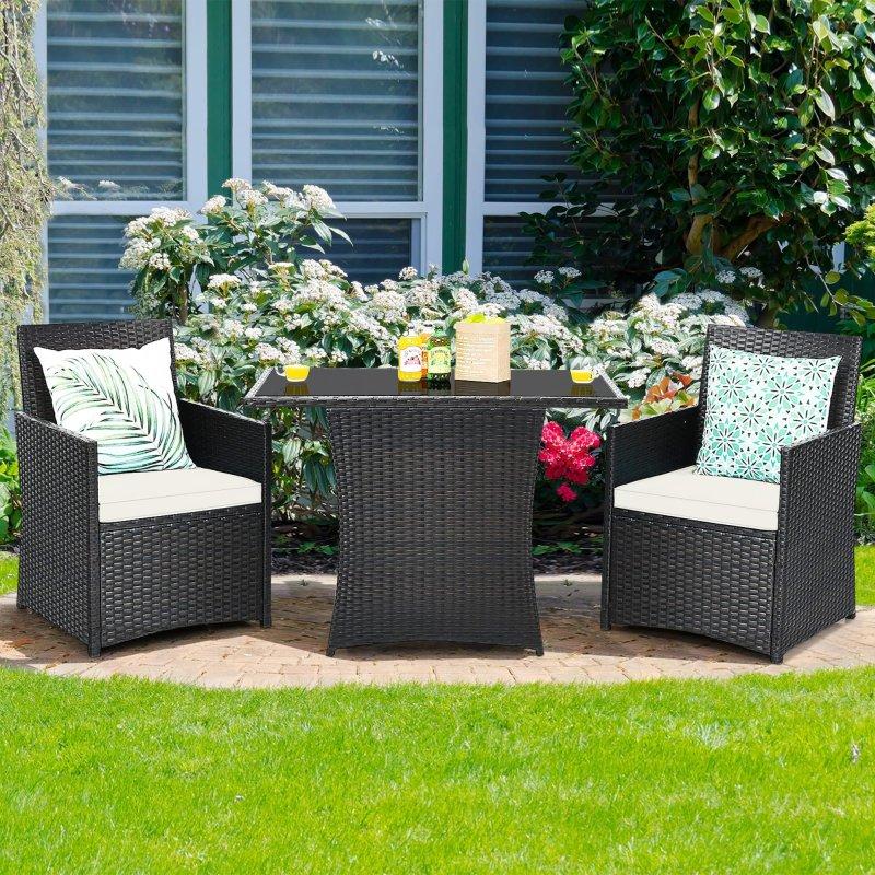 Karışık Kahverengi Rattan Minderli Cam Tablalı Bahçe Takımı - 130x64 cm - 270867