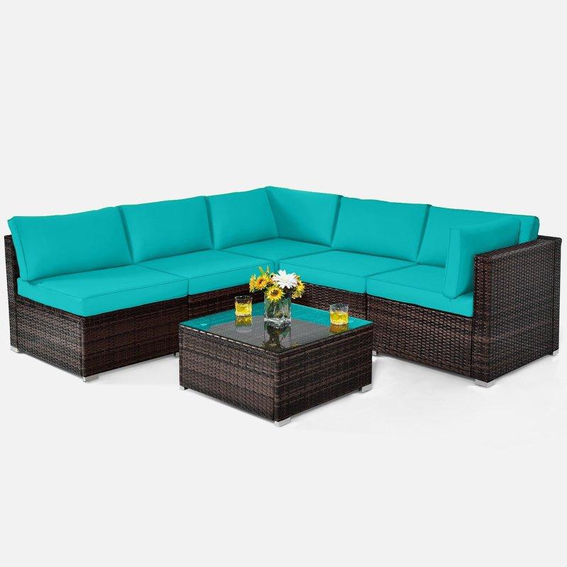 Karışık Kahverengi Rattan Minderli Orta Sehpalı Modüler Bahçe Takımı - 267515