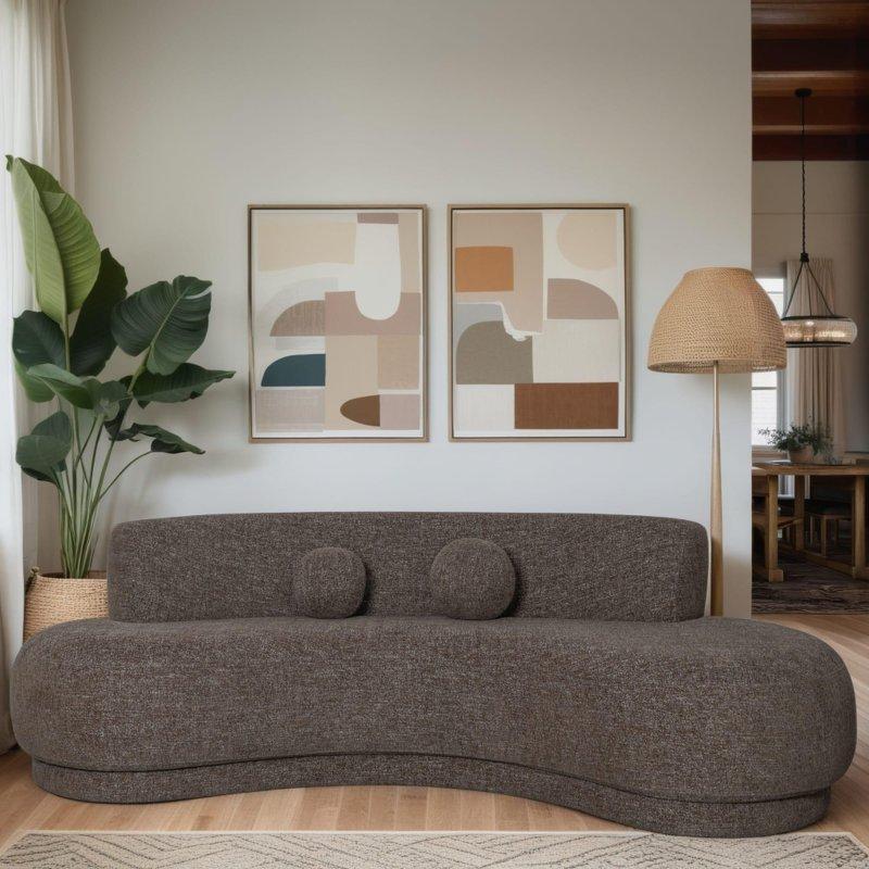 Kauçuk Ağacı Kavisli Kolsuz 3 Kişilik Bohem Koltuk - 248 cm - 279203