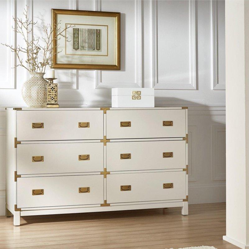 Kavak Ağacı ve MDF Gold Aksanlı 6 Çekmeceli Şifonyer - 152 cm - 311214