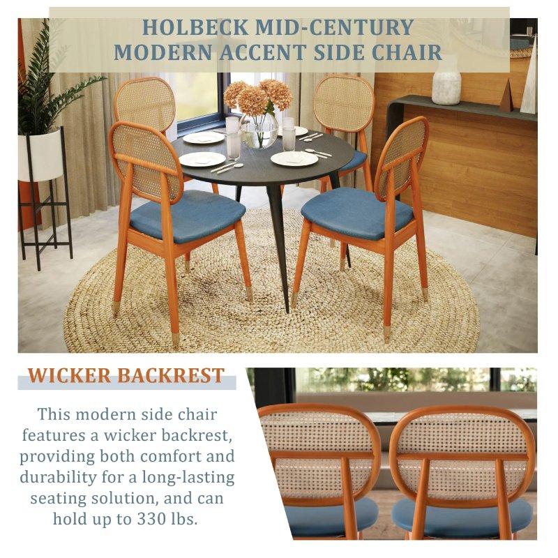 Kayın Ağacı Suni Deri Döşemeli 2li Set Rattan Sandalye - 251830