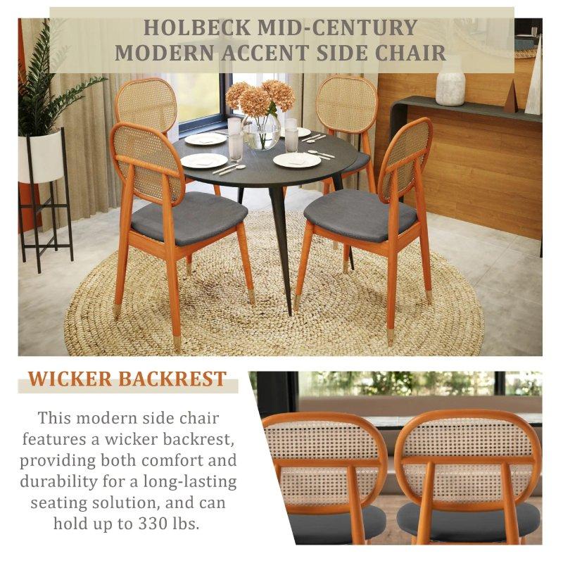 Kayın Ağacı Suni Deri Döşemeli 4lü Set Montajsız Rattan Sandalye - 251573