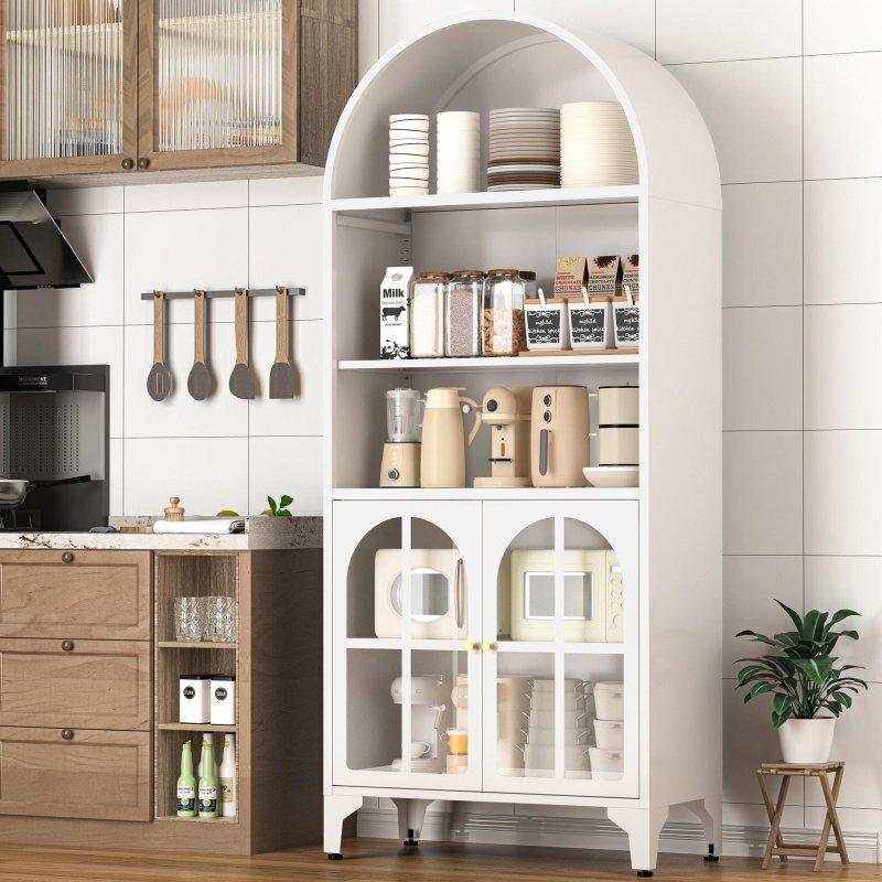 Kemerli Metal Ayarlanabilir Raflı Cam Kapaklı Kitaplık - 187x81x41 cm - 239219
