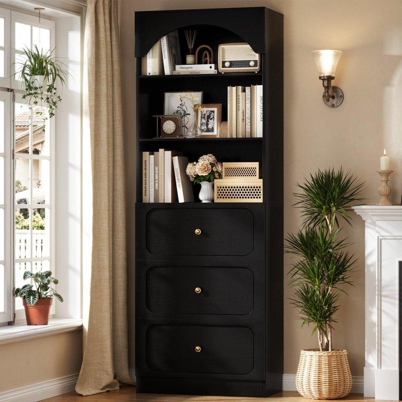 Kemerli Tasarım 3 Çekmeceli MDF Kitaplık - 204 cm - 312048