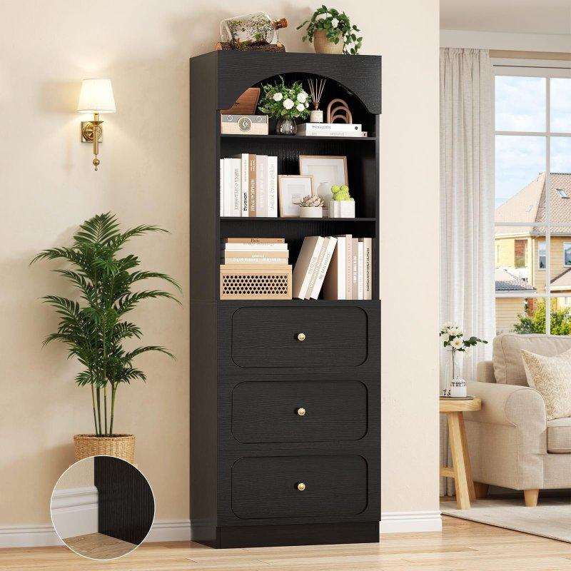Kemerli Tasarım 3 Çekmeceli MDF Kitaplık - 204 cm - 312048