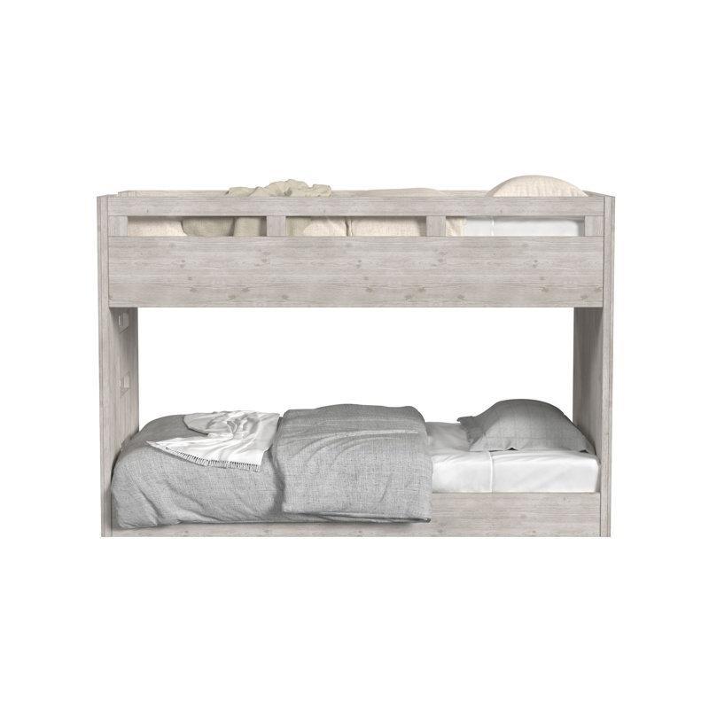 Keten Beyazı Masif Ladin Ağacı Dahili Merdivenli Ranza - 105x203 cm - 248269