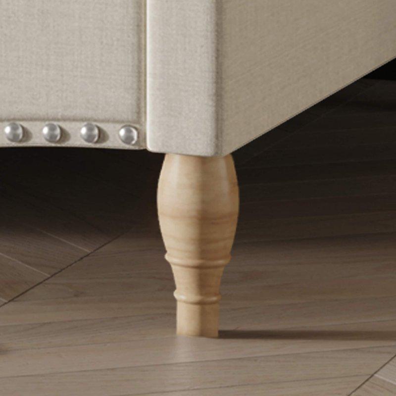 Keten Döşemeli Düğme Kapitoneli Zımba Detaylı Tek Kişilik Daybed Karyola - 330597