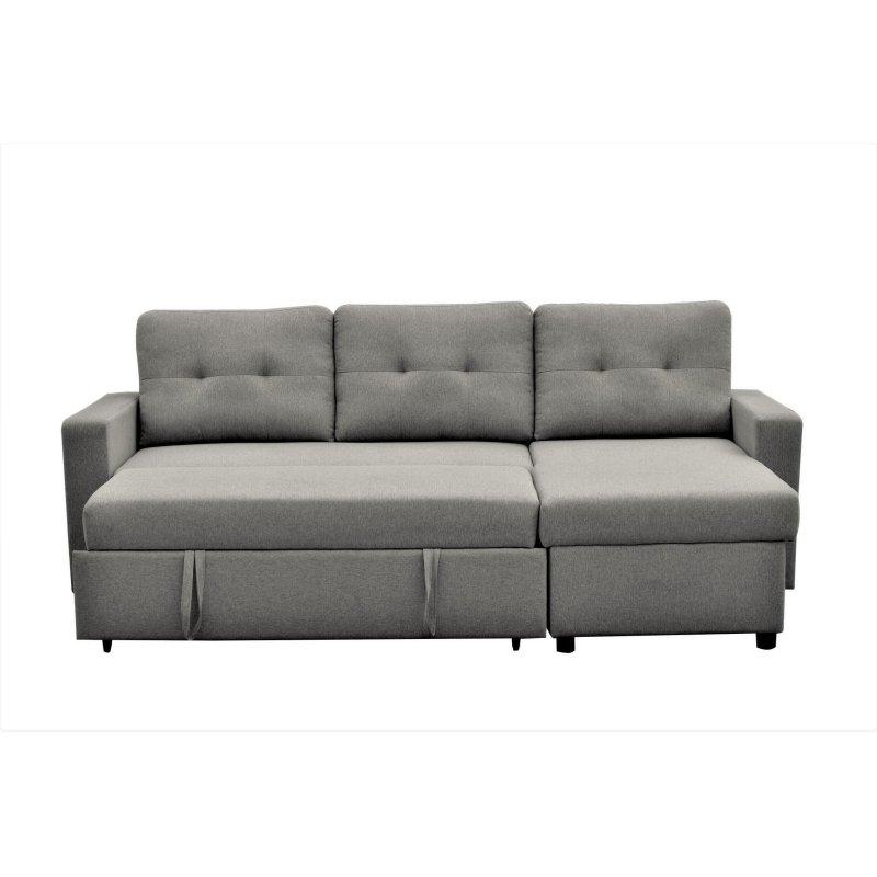 Keten Kumaş Kapitoneli Yataklı Sağ Köşe Koltuk - 203x151 cm - 258123