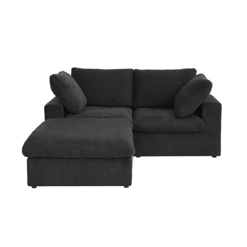 Keten Kumaş Masif Ahşap L Şeklinde Modüler Depolamalı Bohem Koltuk - 204x102x60 cm - 282535