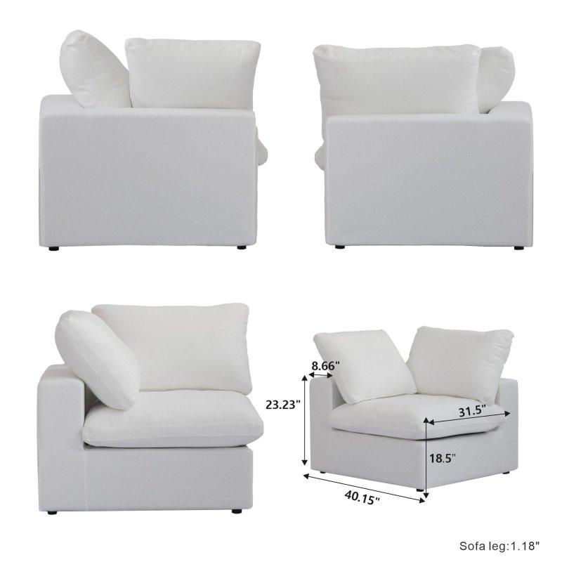 Keten ve Ahşap Modüler Şezlonglu Bohem Koltuk - 306x102x60 cm - 277049
