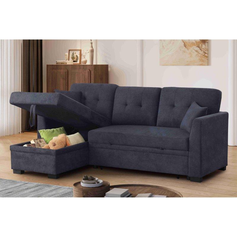 Keten ve Kadife Yataklı Sandıklı Yönü Değiştirilebilir Köşe Koltuk - 207x135 cm - 260083
