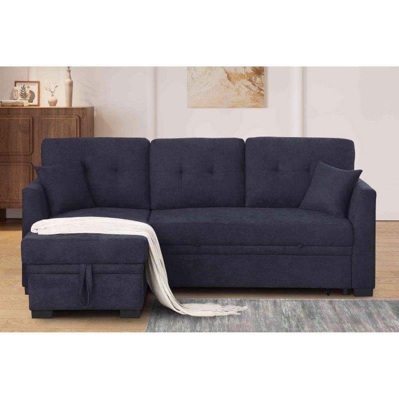 Keten ve Kadife Yataklı Sandıklı Yönü Değiştirilebilir Köşe Koltuk - 207x135 cm - 260083