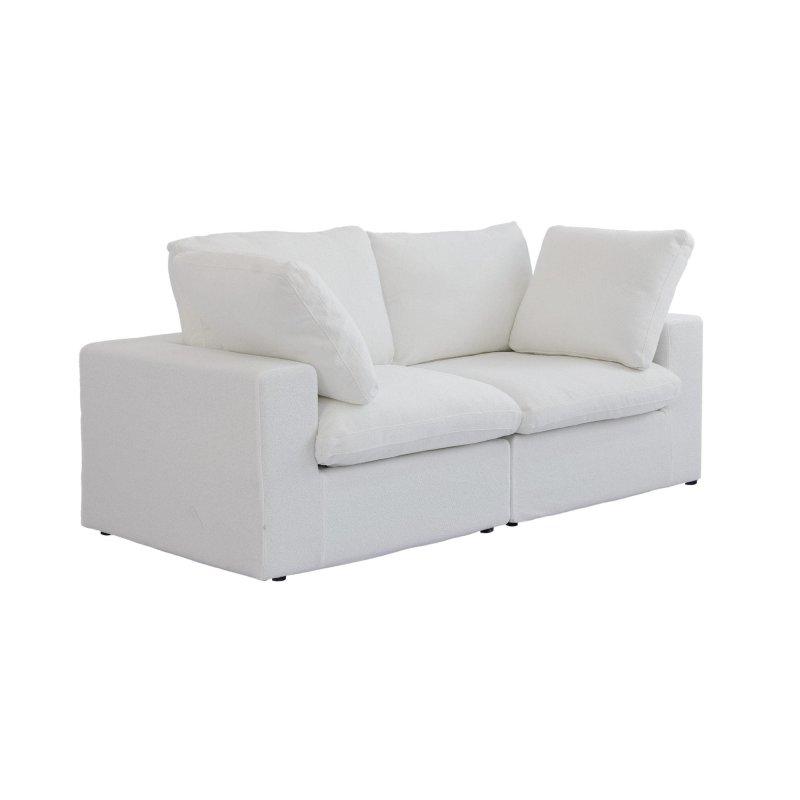 Keten ve Masif Ahşap Modüler 2 Yastıklı Bohem Koltuk - 204 cm - 279775