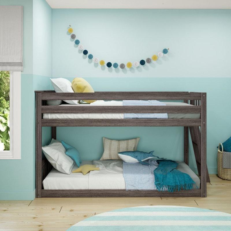 Kil Rengi Masif Çam Ağacı Alçak Profilli Merdivenli Ranza - 228x109 cm - 247483