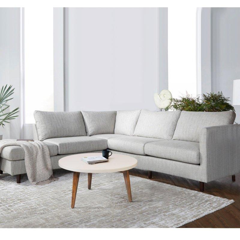 Kirli Beyaz MDF Tablalı ve Mango Ağacı Konik Ayaklı Yuvarlak Orta Sehpa - 61x32 cm - 241707