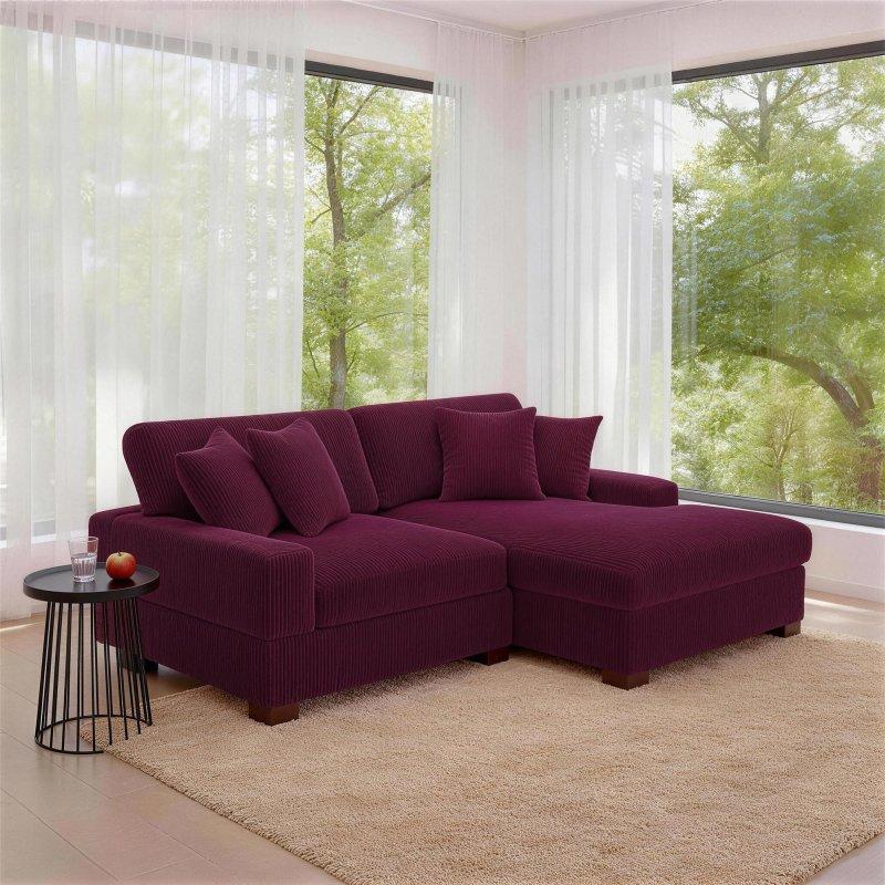 Kırmızı Kumaş Ayarlanabilir Başlıklı Modüler Uzanmalı Köşe Koltuk - 304x166 cm - 260396