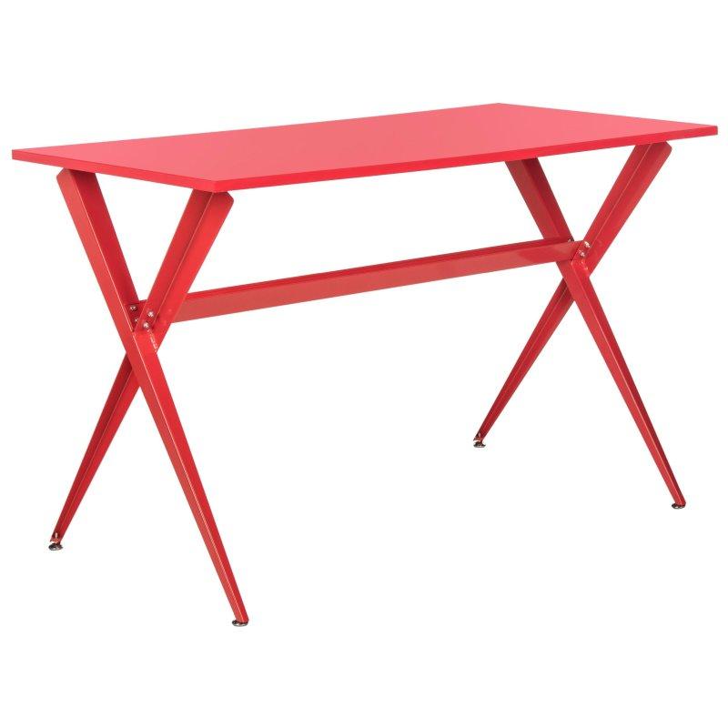 Kırmızı MDF Metal Çapraz Ayaklı Lake Boyalı Ofis Masası - 120x60 cm - 326961