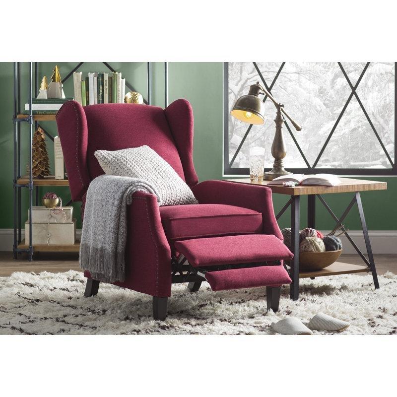 Kırmızı Polyester Kumaş Zımba Detaylı Manuel Mekanizmalı Baba Koltuğu - 68x85x102 cm - 323635