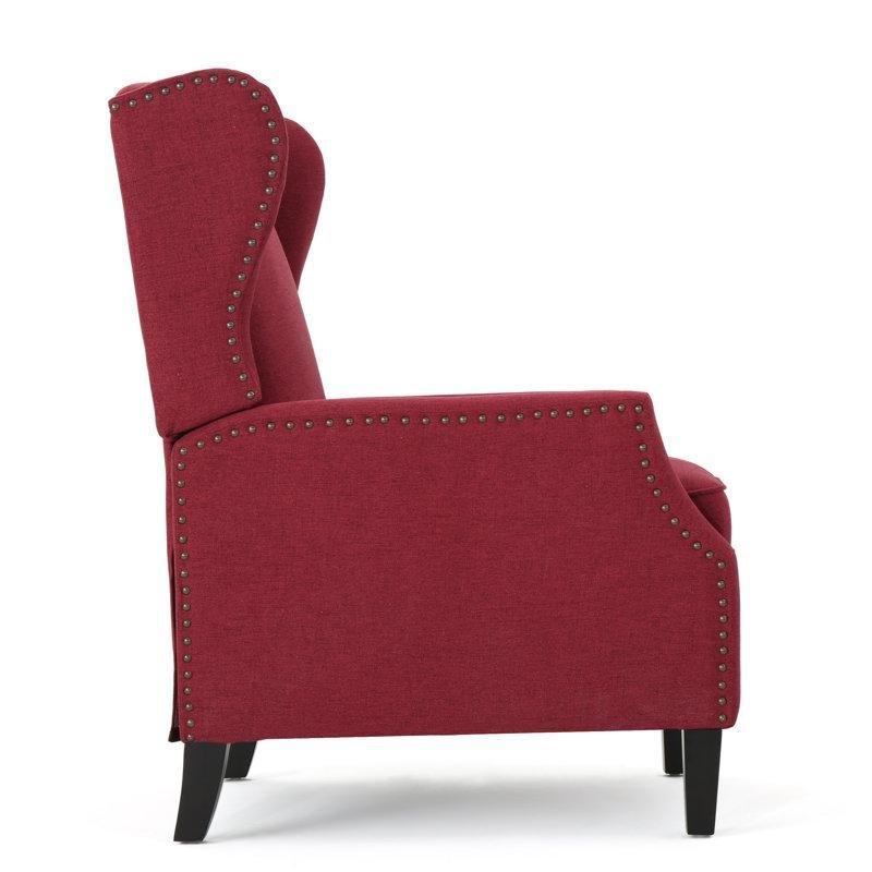 Kırmızı Polyester Kumaş Zımba Detaylı Manuel Mekanizmalı Baba Koltuğu - 68x85x102 cm - 323635