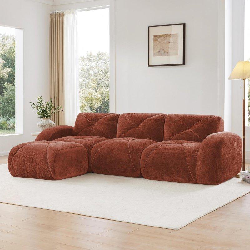 Kırmızı ve Kahverengi Kadife Modüler L Köşe Bohem Koltuk - 281x171 cm - 291968 Kırmızı ve Kahverengi Kadife Modüler L Köşe Bohem Koltuk - 281x171 cm - 291968