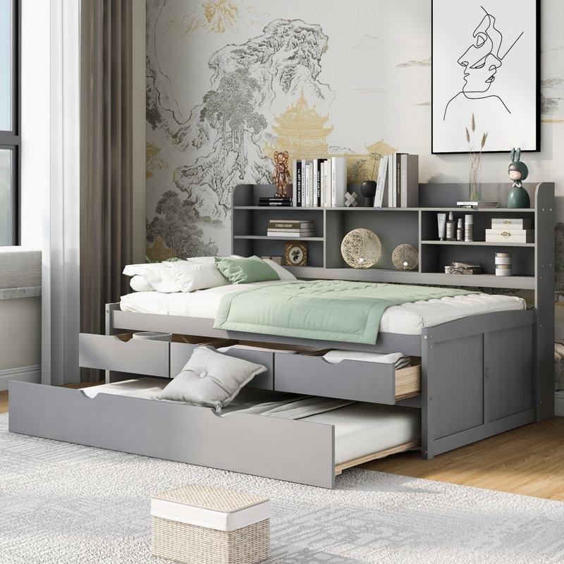 Kitaplıklı 3 Çekmeceli Yavru Yataklı Karyola - 329258