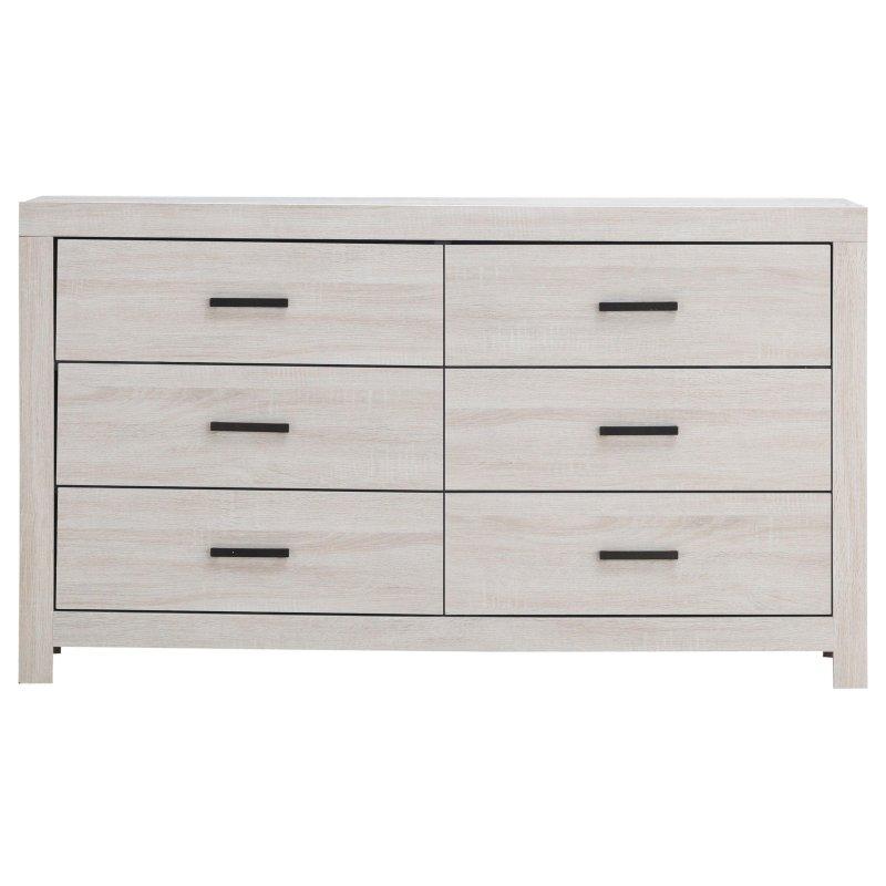 Kıyı Beyazı Maun ve Rattan 6 Çekmeceli Yatay Şifonyer - 149x42x85 cm - 299268
