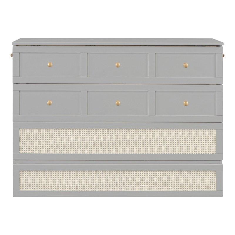 Kontrplak ve MDF Geniş Çekmeceli Rattan Desenli Duvar Yatağı - 138x192 cm - 263547