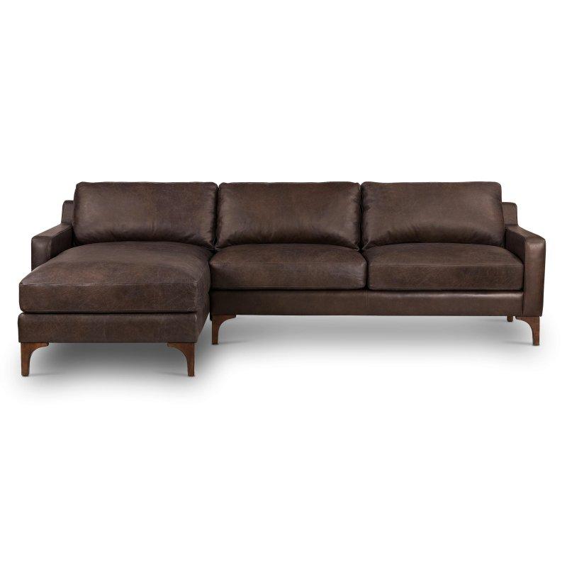 Konyak Taba Hakiki İtalyan Derisi Masif Ahşap Köşe Koltuk - 267x168 cm - 255520
