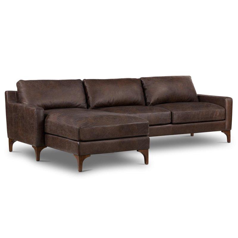 Konyak Taba Hakiki İtalyan Derisi Masif Ahşap Köşe Koltuk - 267x168 cm - 255520