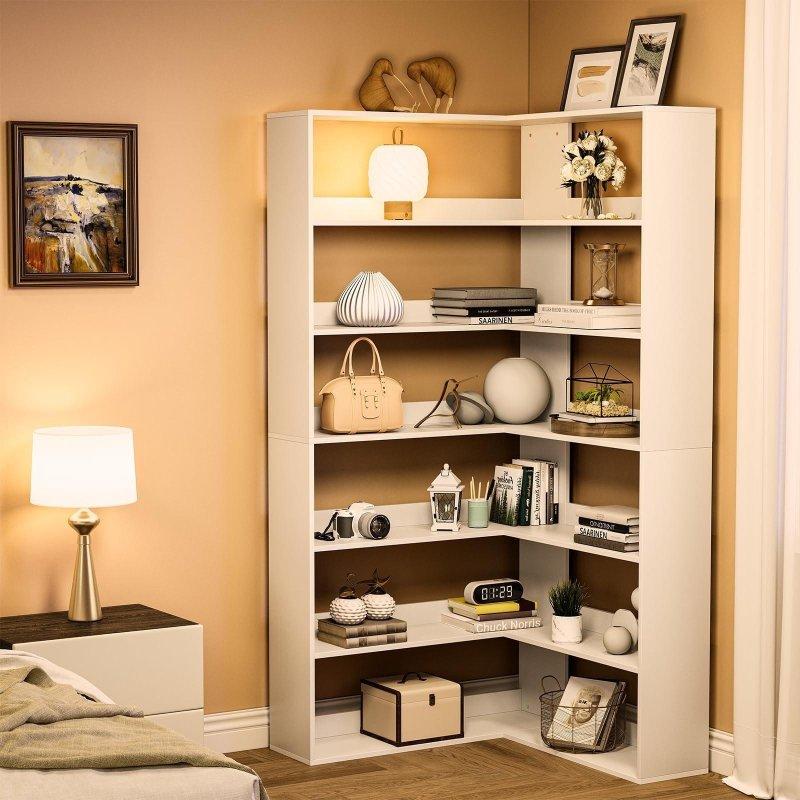 Koruyucu Setli 6 Raflı L Tipi MDF Köşe Kitaplık - 181 cm - 318901
