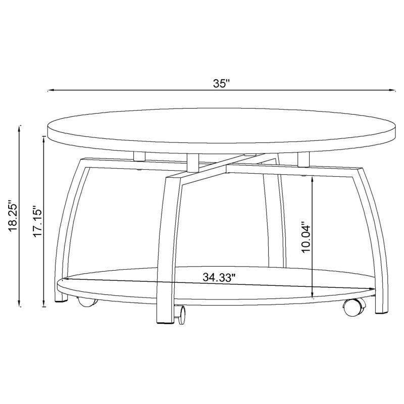 Koyu Antrasit MDF İki Katlı Raflı Metal Ayaklı Yuvarlak Orta Sehpa - 89 cm - 242046