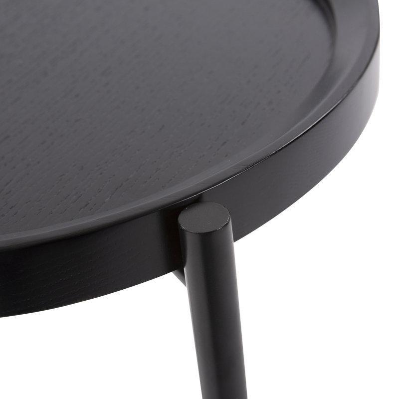 Koyu Dişbudak Masif Ahşap ve Metal Üç Ayaklı Yuvarlak Orta Sehpa - 72 cm - 243845