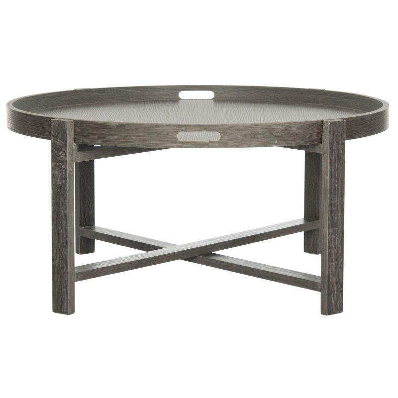 Koyu Gri Demir X Ayaklı MDF Yuvarlak Orta Sehpa - 84x39 cm - 240531