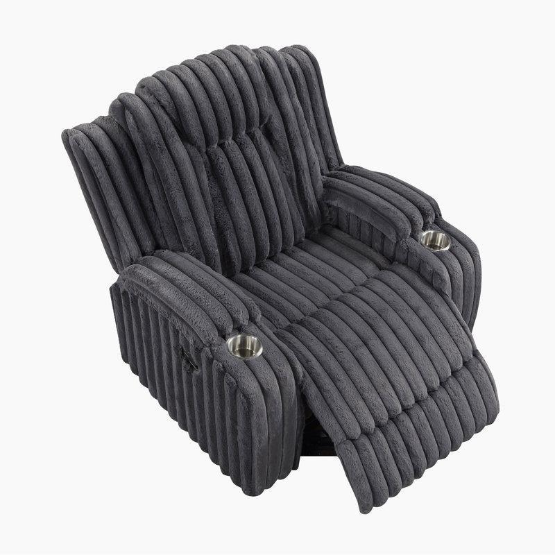 Koyu Gri Fitilli Kumaş Çift Bardaklıklı Duvara Yakın Mekanizmalı Manuel Baba Koltuğu - 97 cm - 322786