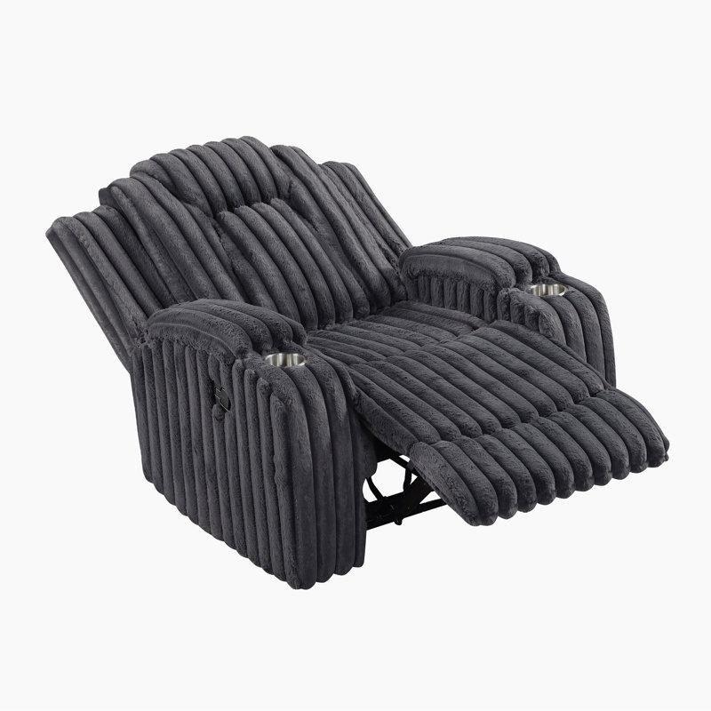 Koyu Gri Fitilli Kumaş Çift Bardaklıklı Duvara Yakın Mekanizmalı Manuel Baba Koltuğu - 97 cm - 322786