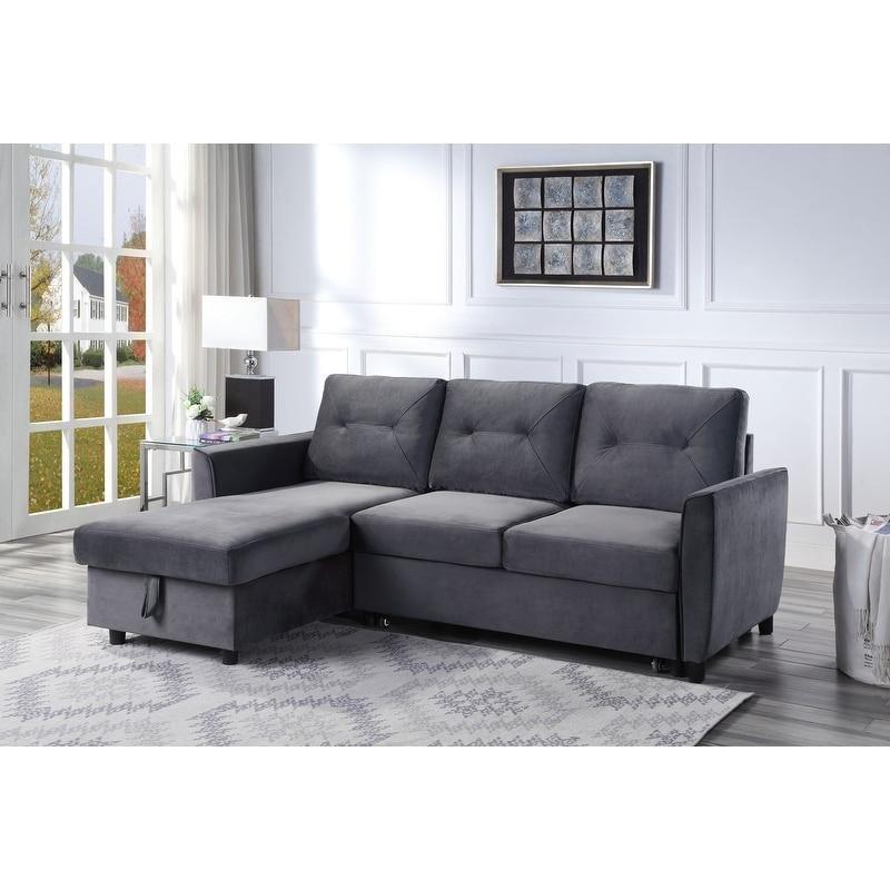 Koyu Gri Kadife Yataklı Depolamalı Yönü Değiştirilebilir Köşe Koltuk - 211x153 cm - 256487
