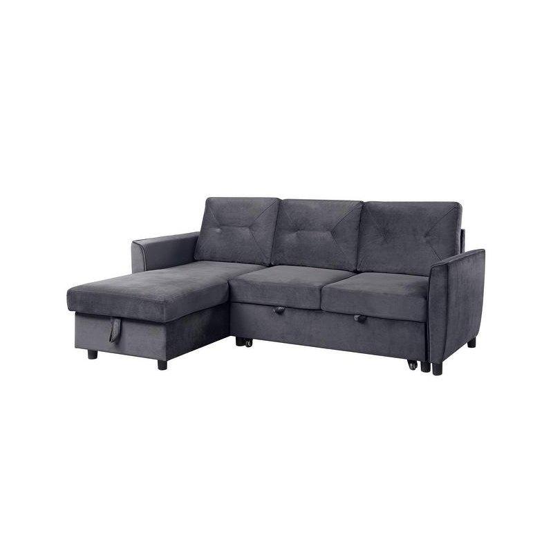 Koyu Gri Kadife Yataklı Depolamalı Yönü Değiştirilebilir Köşe Koltuk - 211x153 cm - 256487