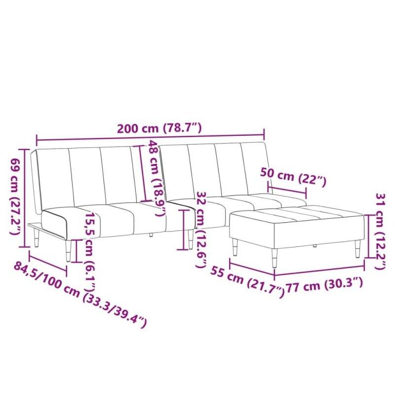 Koyu Gri Kadife Yataklı ve Puflu Kapitoneli Bohem Koltuk - 200x85 cm - 289715